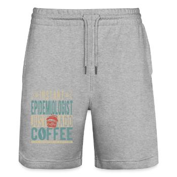 Instant Epidemiologist Just Add Coffee - Stanley/Stella Trainer Unisex Organic Jogging Shorts - heather grey - Front - Nik (191cm) & Marisol (170cm)
