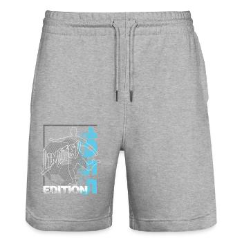 Édition limitée 1955 Édition limitée Football - Short de jogging bio TRAINER Stanley/Stella unisexe - gris chiné - Devant - Nik (191cm) & Marisol (170cm)