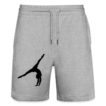 Wheelstroke Handstand Ballerina Design Gift - Stanley/Stella Trainer Unisex Organic Jogging Shorts - heather grey - Front - Nik (191cm) & Marisol (170cm)