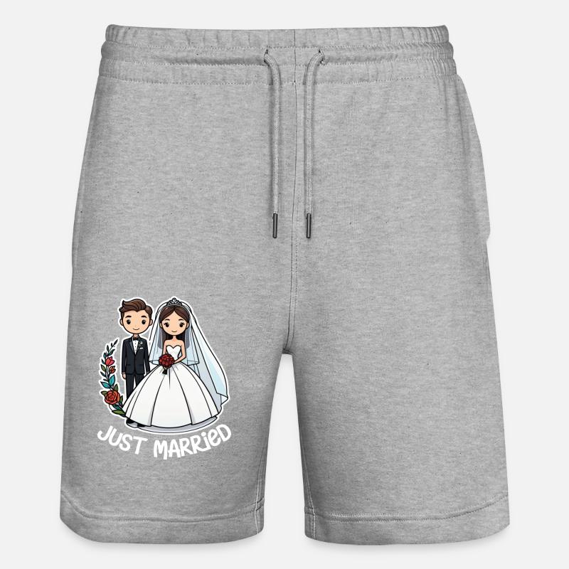 just married - pour mariage - Short de jogging bio TRAINER Stanley/Stella unisexe - gris chiné