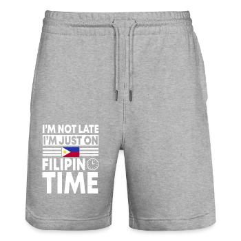 Filipino Time - Stanley/Stella Trainer Unisex Organic Jogging Shorts - heather grey - Front - Nik (191cm) & Marisol (170cm)
