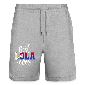 Lola Philippinische Oma - Stanley/Stella Unisex Bio Joggingshorts Trainer  - Grau meliert - Vorne - Nik (191cm) & Marisol (170cm)