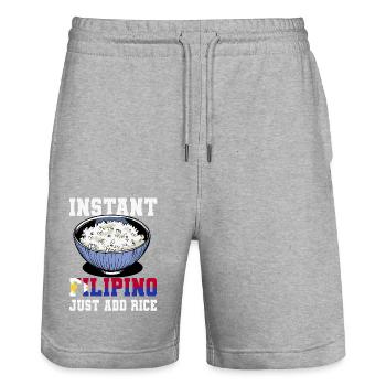 Philippinischer Reisliebhaber - Stanley/Stella Unisex Bio Joggingshorts Trainer  - Grau meliert - Vorne - Nik (191cm) & Marisol (170cm)
