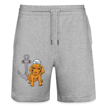maritim Seehund Seefahrer Matrose Anker Hund - Stanley/Stella Unisex Bio Joggingshorts Trainer  - Grau meliert - Vorne - Nik (191cm) & Marisol (170cm)