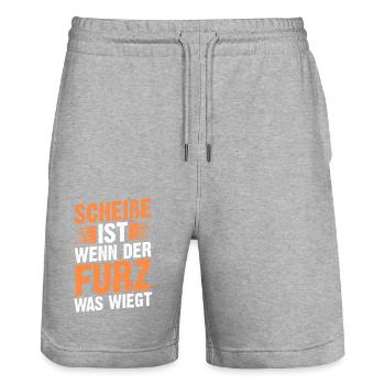 Scheiße Ist Wenn der Furz Was Wiegt - Stanley/Stella Unisex Bio Joggingshorts Trainer  - Grau meliert - Vorne - Nik (191cm) & Marisol (170cm)