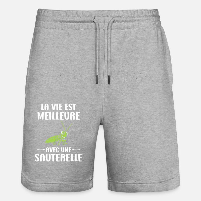 Insecte humour Sauterelle - Short de jogging bio TRAINER Stanley/Stella unisexe - gris chiné