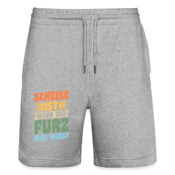 Scheiße Ist Wenn der Furz Was Wiegt - Stanley/Stella Unisex Bio Joggingshorts Trainer  - Grau meliert - Vorne - Nik (191cm) & Marisol (170cm)