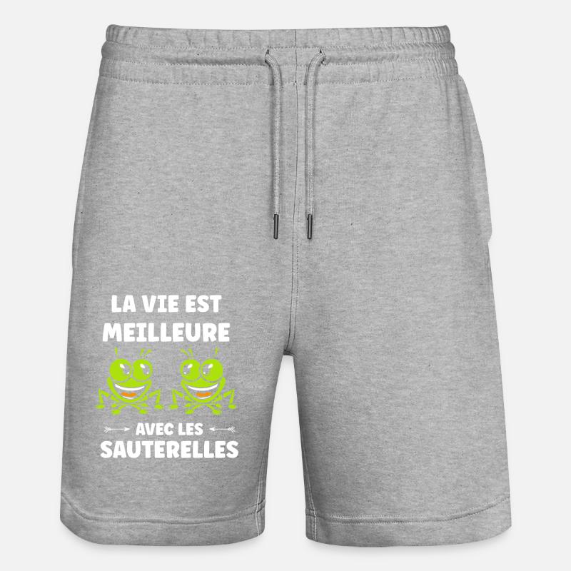 Insecte humour Sauterelle - Short de jogging bio TRAINER Stanley/Stella unisexe - gris chiné