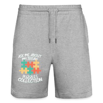 Posez-moi des questions sur ma pièce de la collection Jigsaw Puzzles alors - Short de jogging bio TRAINER Stanley/Stella unisexe - gris chiné - Devant - Nik (191cm) & Marisol (170cm)