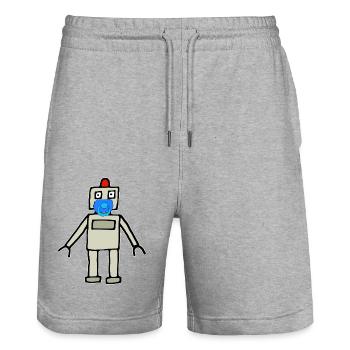 Baby robot with pacifier - Stanley/Stella Trainer Unisex Organic Jogging Shorts - heather grey - Front - Nik (191cm) & Marisol (170cm)