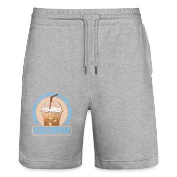 Eiskaffee Iced Coffee Kaffeeliebhaber Geschenk - Stanley/Stella Unisex Bio Joggingshorts Trainer  - Grau meliert - Vorne - Nik (191cm) & Marisol (170cm)