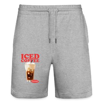 Iced Coffee Coffee Lover Iced Coffee Gift - Stanley/Stella Trainer Unisex Organic Jogging Shorts - heather grey - Front - Nik (191cm) & Marisol (170cm)