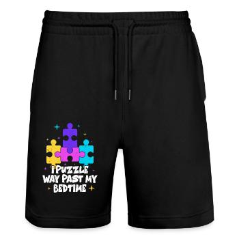 I Puzzle Way Past My Bedtime Jigsaw Puzzle Piece - Stanley/Stella Unisex Bio Joggingshorts Trainer  - Schwarz - Vorne - Nik (191cm) & Marisol (170cm)