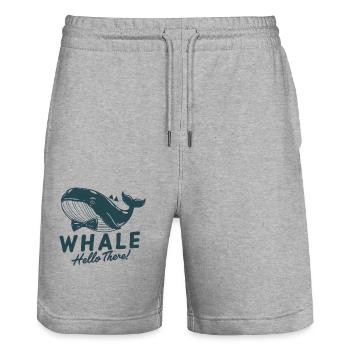 Stylish Bowtie Whale Art Print - Whale Hello There - Stanley/Stella Trainer Unisex Organic Jogging Shorts - heather grey - Front - Nik (191cm) & Marisol (170cm)