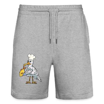 Maritim Möwe Fisch Koch Hunger kochen - Stanley/Stella Unisex Bio Joggingshorts Trainer  - Grau meliert - Vorne - Nik (191cm) & Marisol (170cm)