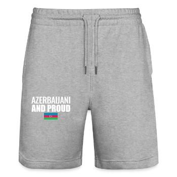 Azerbaijani And Proud Aserbaidschan Flagge - Stanley/Stella Unisex Bio Joggingshorts Trainer  - Grau meliert - Vorne - Nik (191cm) & Marisol (170cm)