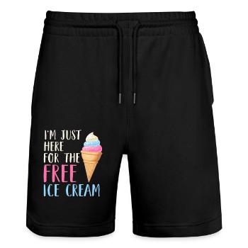 Je suis juste ici pour la croisière amusante gratuite sur la crème glacée - Short de jogging bio TRAINER Stanley/Stella unisexe - noir - Devant - Nik (191cm) & Marisol (170cm)