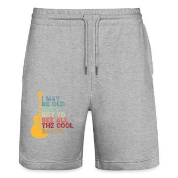 I May Be Old But I Got To See All The Cool Bands - Stanley/Stella Trainer Unisex Organic Jogging Shorts - heather grey - Front - Nik (191cm) & Marisol (170cm)
