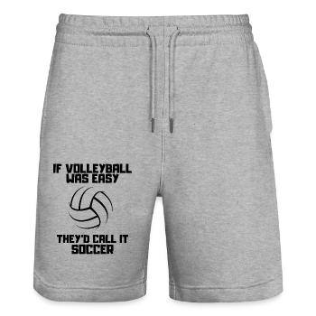 Volley-ball cadeau Volley-ball joueur de beach-volley - Short de jogging bio TRAINER Stanley/Stella unisexe - gris chiné - Devant - Nik (191cm) & Marisol (170cm)
