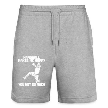 Handball Handballspieler Handballteam Handballfan - Stanley/Stella Unisex Bio Joggingshorts Trainer  - Grau meliert - Vorne - Nik (191cm) & Marisol (170cm)