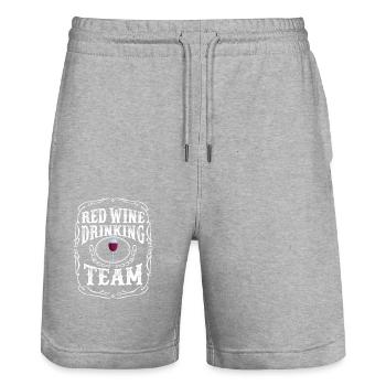 Red Wine Drinking Team T-Shirt Alcoholic Beverage - Stanley/Stella Trainer Unisex Organic Jogging Shorts - heather grey - Front - Nik (191cm) & Marisol (170cm)