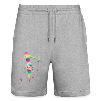Diving, Synchronized Diving, Artistic Jumping - Stanley/Stella Trainer Unisex Organic Jogging Shorts - heather grey - Front - Nik (191cm) & Marisol (170cm)