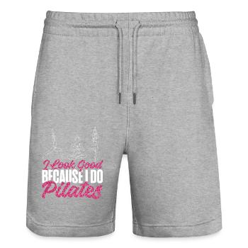 Pilates Instructor Teacher I Look - Stanley/Stella Unisex Bio Joggingshorts Trainer  - Grau meliert - Vorne - Nik (191cm) & Marisol (170cm)