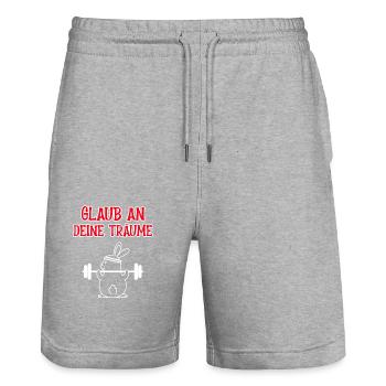 Lapin Power: Montre de quoi tu es capable - Short de jogging bio TRAINER Stanley/Stella unisexe - gris chiné - Devant - Nik (191cm) & Marisol (170cm)