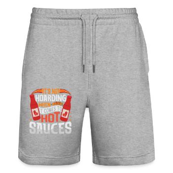 Scharfes Essen-Pfeffer-Liebhaber-Outfit für scharf - Stanley/Stella Unisex Bio Joggingshorts Trainer  - Grau meliert - Vorne - Nik (191cm) & Marisol (170cm)