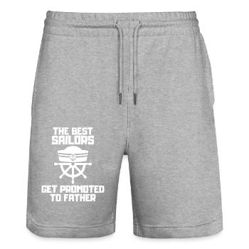 Sailing Ship Sailing Sailing Sailing Sailing Sailboat - Stanley/Stella Trainer Unisex Organic Jogging Shorts - heather grey - Front - Nik (191cm) & Marisol (170cm)