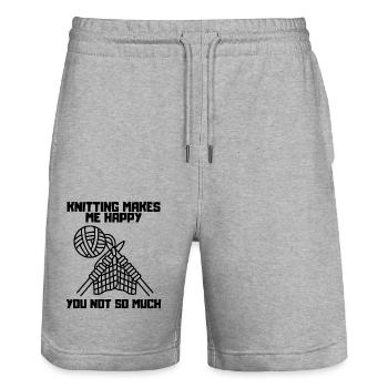 Knitting Crochet Tailor Knitter Seamstress - Stanley/Stella Trainer Unisex Organic Jogging Shorts - heather grey - Front - Nik (191cm) & Marisol (170cm)