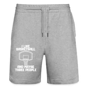 Basketball Team Basketball Player Basketball - Stanley/Stella Trainer Unisex Organic Jogging Shorts - heather grey - Front - Nik (191cm) & Marisol (170cm)