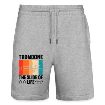 Trombonist Trombone Player Marching Band Trombone - Stanley/Stella Trainer Unisex Organic Jogging Shorts - heather grey - Front - Nik (191cm) & Marisol (170cm)