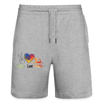 Pilates Instructor Teacher - Stanley/Stella Trainer Unisex Organic Jogging Shorts - heather grey - Front - Nik (191cm) & Marisol (170cm)
