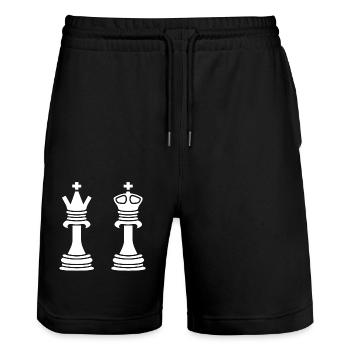 Jeux échecs - Short de jogging bio TRAINER Stanley/Stella unisexe - noir - Devant - Nik (191cm) & Marisol (170cm)