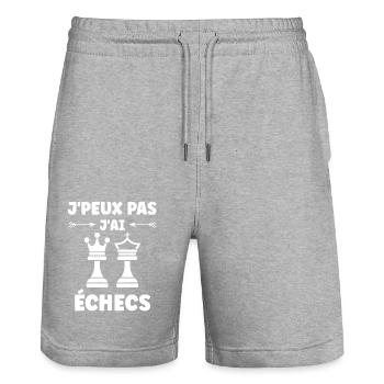 Humour échecs - Short de jogging bio TRAINER Stanley/Stella unisexe - gris chiné - Devant - Nik (191cm) & Marisol (170cm)