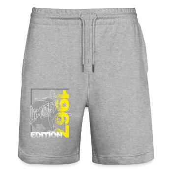 Édition limitée 1967 Édition limitée Football - Short de jogging bio TRAINER Stanley/Stella unisexe - gris chiné - Devant - Nik (191cm) & Marisol (170cm)