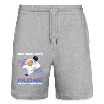 We Are Not Alone Astronaut Theorist Believer Alien - Stanley/Stella Trainer Unisex Organic Jogging Shorts - heather grey - Front - Nik (191cm) & Marisol (170cm)