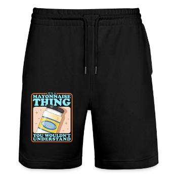 Mayo Mayonnaise Lover Gift - Stanley/Stella Trainer Unisex Organic Jogging Shorts - black - Front - Nik (191cm) & Marisol (170cm)