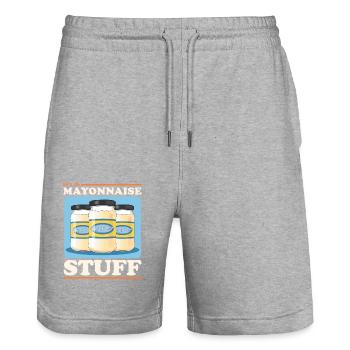 Mayo Mayonnaise Yummy Gift - Stanley/Stella Trainer Unisex Organic Jogging Shorts - heather grey - Front - Nik (191cm) & Marisol (170cm)