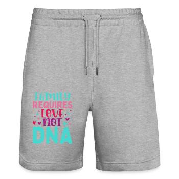 Family Requires Love Not DNA Adoption Adopt Child - Stanley/Stella Trainer Unisex Organic Jogging Shorts - heather grey - Front - Nik (191cm) & Marisol (170cm)