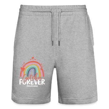 Gotcha Forever Family Adoption - Stanley/Stella Trainer Unisex Organic Jogging Shorts - heather grey - Front - Nik (191cm) & Marisol (170cm)