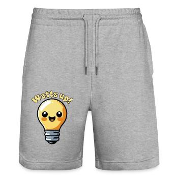 Watts Up Mignon Ampoule Électrique Dessin Animé Jeu De Mots - Short de jogging bio TRAINER Stanley/Stella unisexe - gris chiné - Devant - Nik (191cm) & Marisol (170cm)