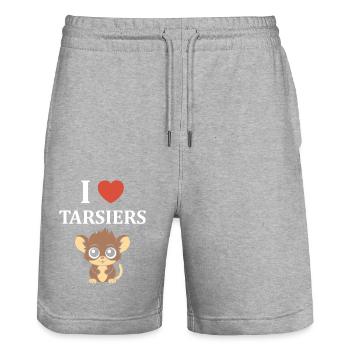 Humour tarsier - Short de jogging bio TRAINER Stanley/Stella unisexe - gris chiné - Devant - Nik (191cm) & Marisol (170cm)