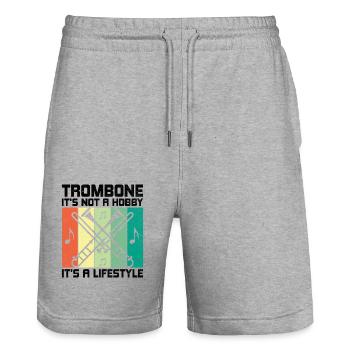 Posaunist Posaunist Marching Band Posaune - Stanley/Stella Unisex Bio Joggingshorts Trainer  - Grau meliert - Vorne - Nik (191cm) & Marisol (170cm)