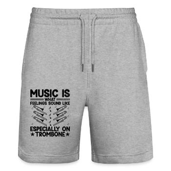 Trombonist Trombone Player Marching Band Trombone - Stanley/Stella Trainer Unisex Organic Jogging Shorts - heather grey - Front - Nik (191cm) & Marisol (170cm)
