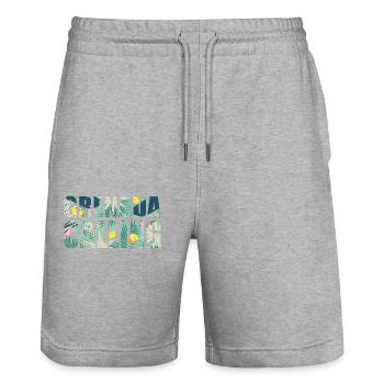 Grenada Calling Tropical Vibes - Stanley/Stella Trainer Unisex Organic Jogging Shorts - heather grey - Front - Nik (191cm) & Marisol (170cm)
