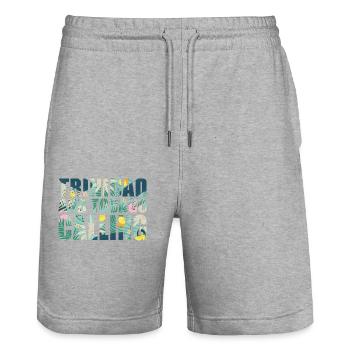 Trinidad und Tobago Souvenir Urlaub - Stanley/Stella Unisex Bio Joggingshorts Trainer  - Grau meliert - Vorne - Nik (191cm) & Marisol (170cm)