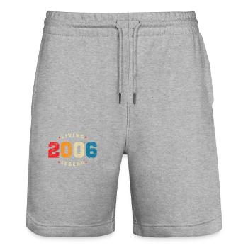 2006 Birthday Retro Living Legend - Stanley/Stella Trainer Unisex Organic Jogging Shorts - heather grey - Front - Nik (191cm) & Marisol (170cm)