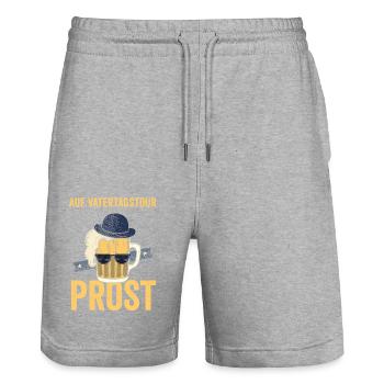 Dad Beer Father Father's Day - Stanley/Stella Trainer Unisex Organic Jogging Shorts - heather grey - Front - Nik (191cm) & Marisol (170cm)